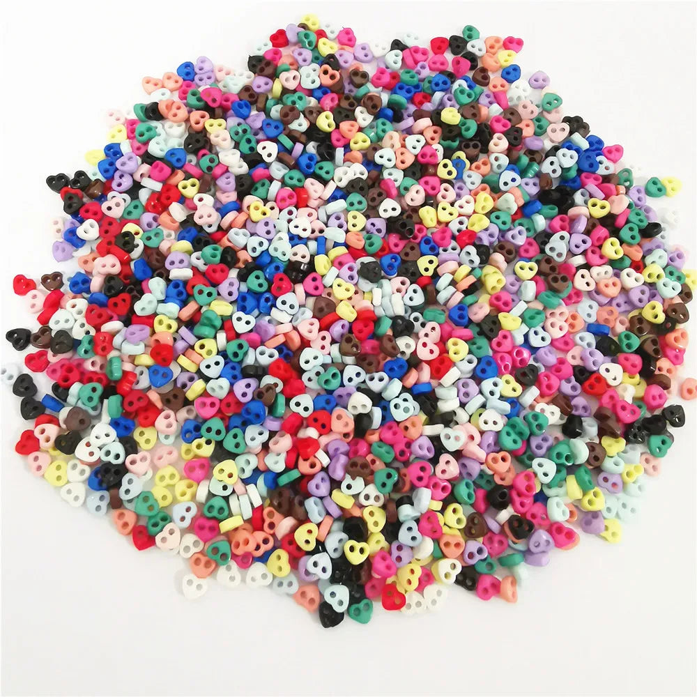 250pcs Mini Plastic Buttons for Dolls & Soft Toys Clothes - Assorted Colours & Designs, 3mm 4mm 5mm 6mm
