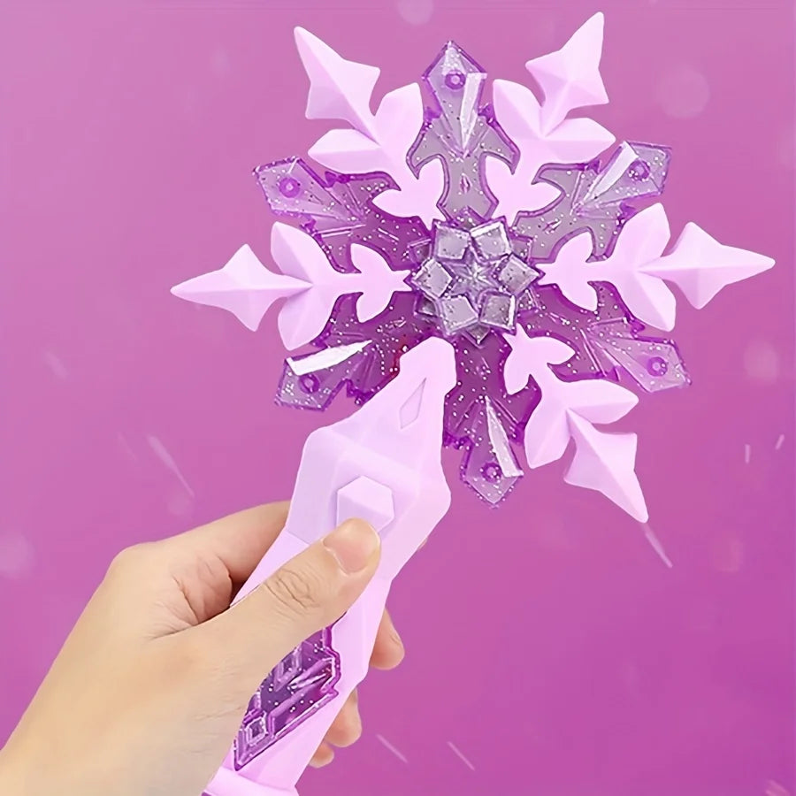 Princess Snow Wand Toy - Snowflake Light & Sound Wand for Kids, Glowing Fairy Cosplay Toy for Girls, Christmas & Halloween