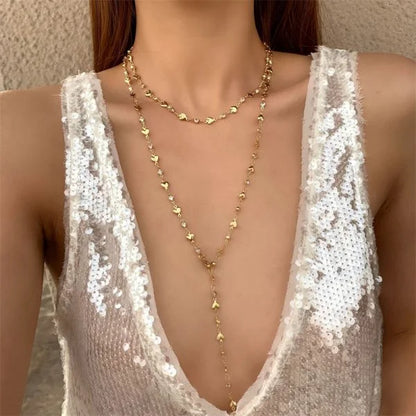 Trendy Y-Shaped Metal Necklace - Gold & Silver Color Long Collarbone Chain Bohemian Party Body Jewelry Gift