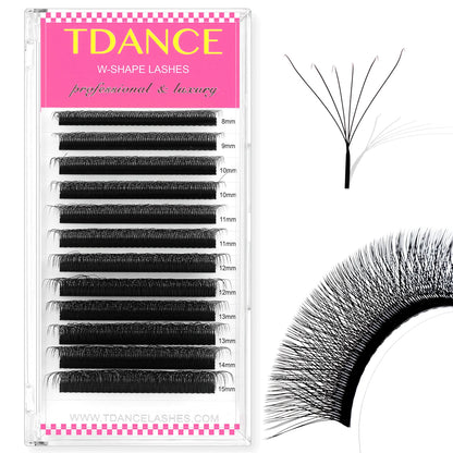 TDANCE 3D–6D Premade Fan Eyelash Extensions – W Style Faux Mink Soft Bloom Automatic Flowering Volume Lashes for Natural Salon-Quality Look
