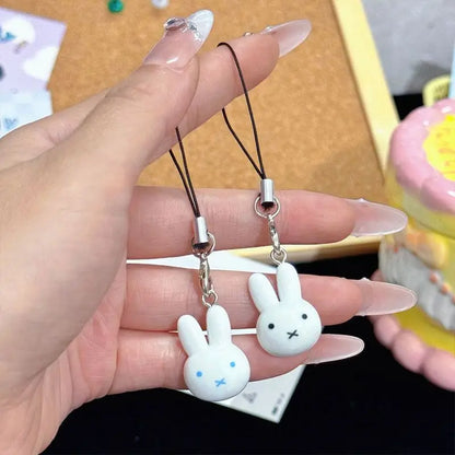 3PCS Miffy Cartoon Keychain Set - Cute Anime Character Pendant for Backpack, Phone Case & Couple Accessories