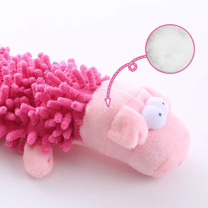 Plush Squeaky Dog Toy - Frog and Hippo Chew Toy for Teething and Teeth Cleaning