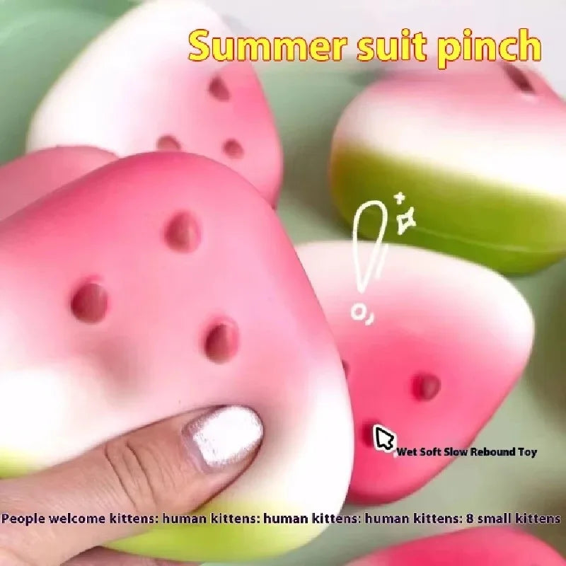 Watermelon Squishy Fidget Toy – Slow Rising Anti-Stress Squeeze Fruit Stress Reliever Toy for Anxiety & Relaxation