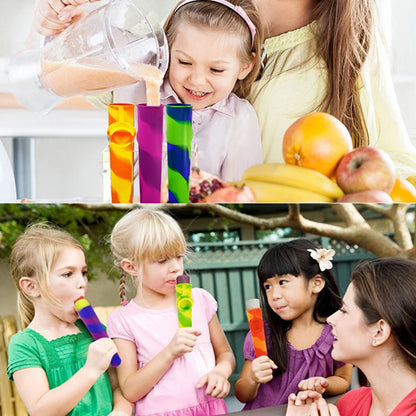6PCS Reusable Popsicle Molds – Food-Grade Silicone Multi-Colored DIY Ice Cream & Frozen Pop Maker for Babies