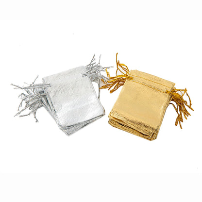 50pcs Gold Drawstring Bags – Jewelry, Candy, and Gift Pouches for Small Business Packaging