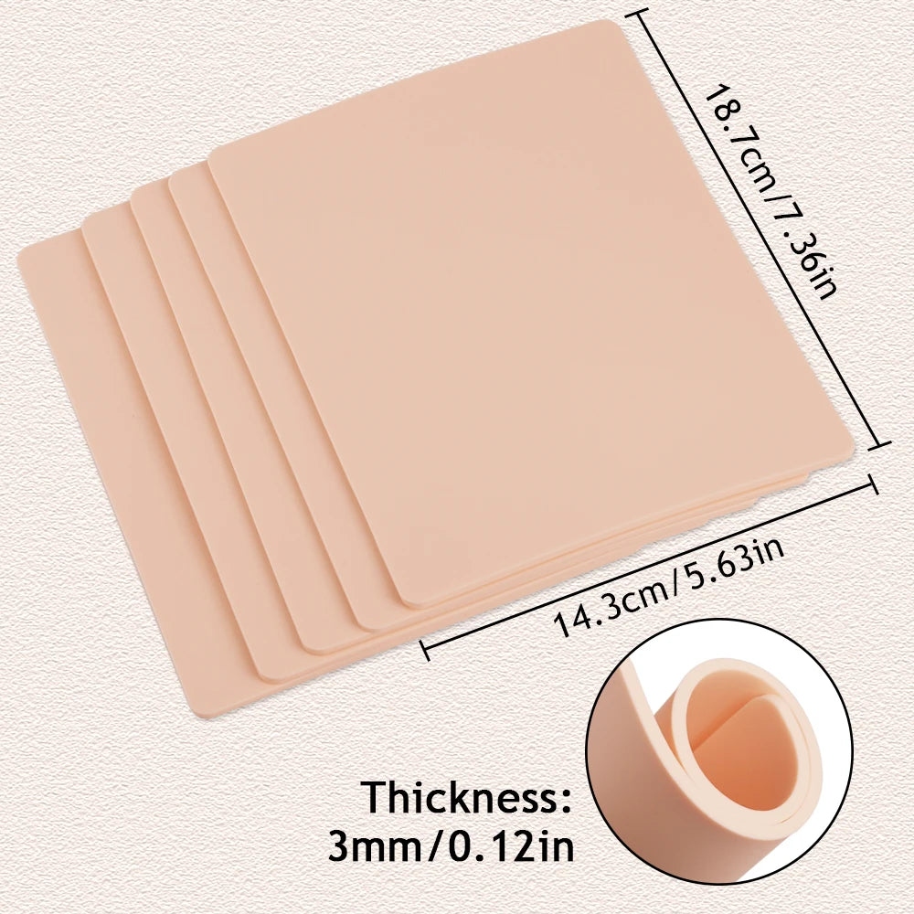 Tattoo Practice Skin Silicone 3MM – Double-Sided Permanent Makeup Training Accessory (15/10/8/5/1pcs)