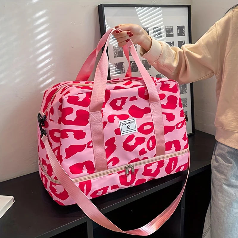 Women’s Carry-On Travel Bag – Spacious Animal Print Nylon Gym & Sports Bag, Large Capacity Weekend Overnight Bag