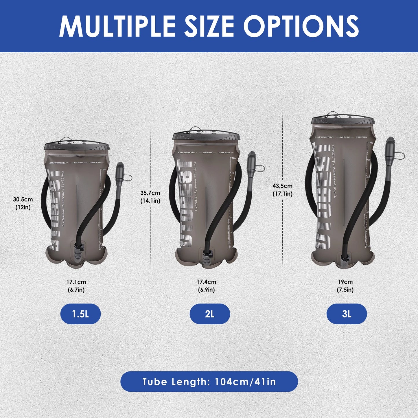 UTO BEST 1.5L/2L/3L TPU Water Bladder – Hydration Reservoir Pack for Camping, Cycling, Running & Hiking