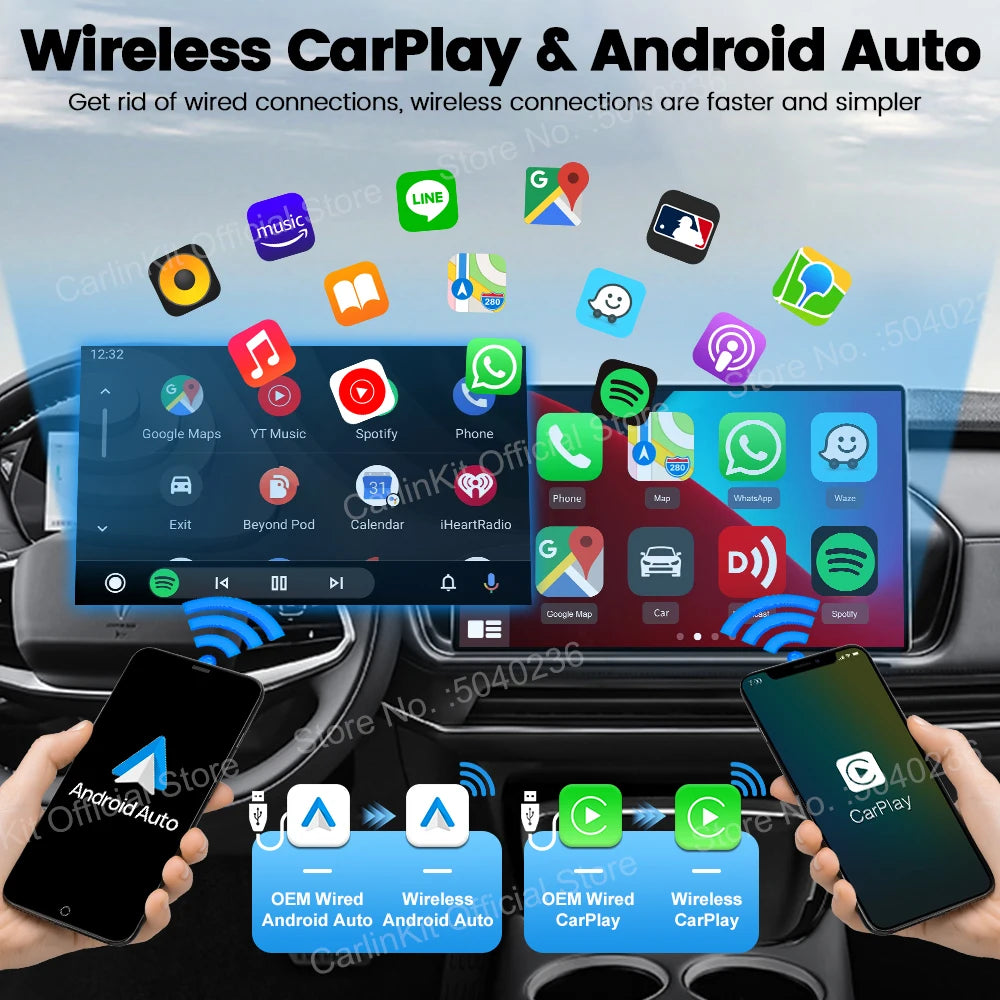 CarlinKit 5.0 Mini 5 Pro — Wireless CarPlay & Android Auto USB Dongle with WiFi & Bluetooth