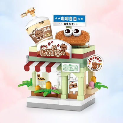 Restaurant Dessert Coffee Pet Fruit Store Building Blocks Kit - Street View Food House Model Toy