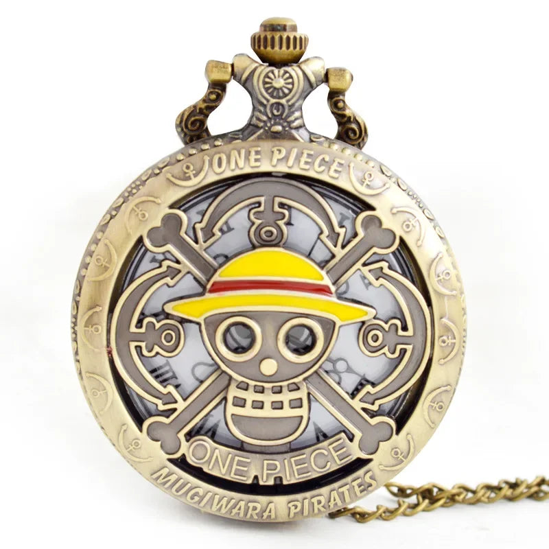 One Piece Anime Pocket Watch – Vintage Bronze Fashion Toy for Kids, Birthday Gift