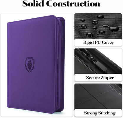 9-Pocket Trading Card Binder - 360-Card Zipper Album with Premium PU Cover