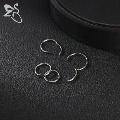ZS G23 Titanium Steel Nose Ring – Round Septum & Cartilage Piercing Jewelry for Men & Women (20G/18G/16G, 6–14mm)