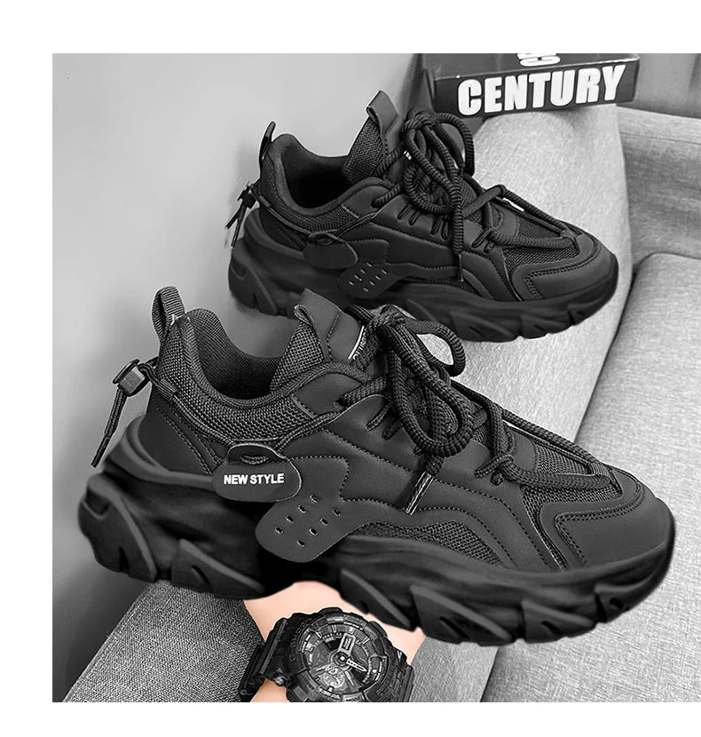 Men's Breathable Casual Sneakers - Thick Soled Soft Soles Tennis Shoes for Outdoor Running & Comfort
