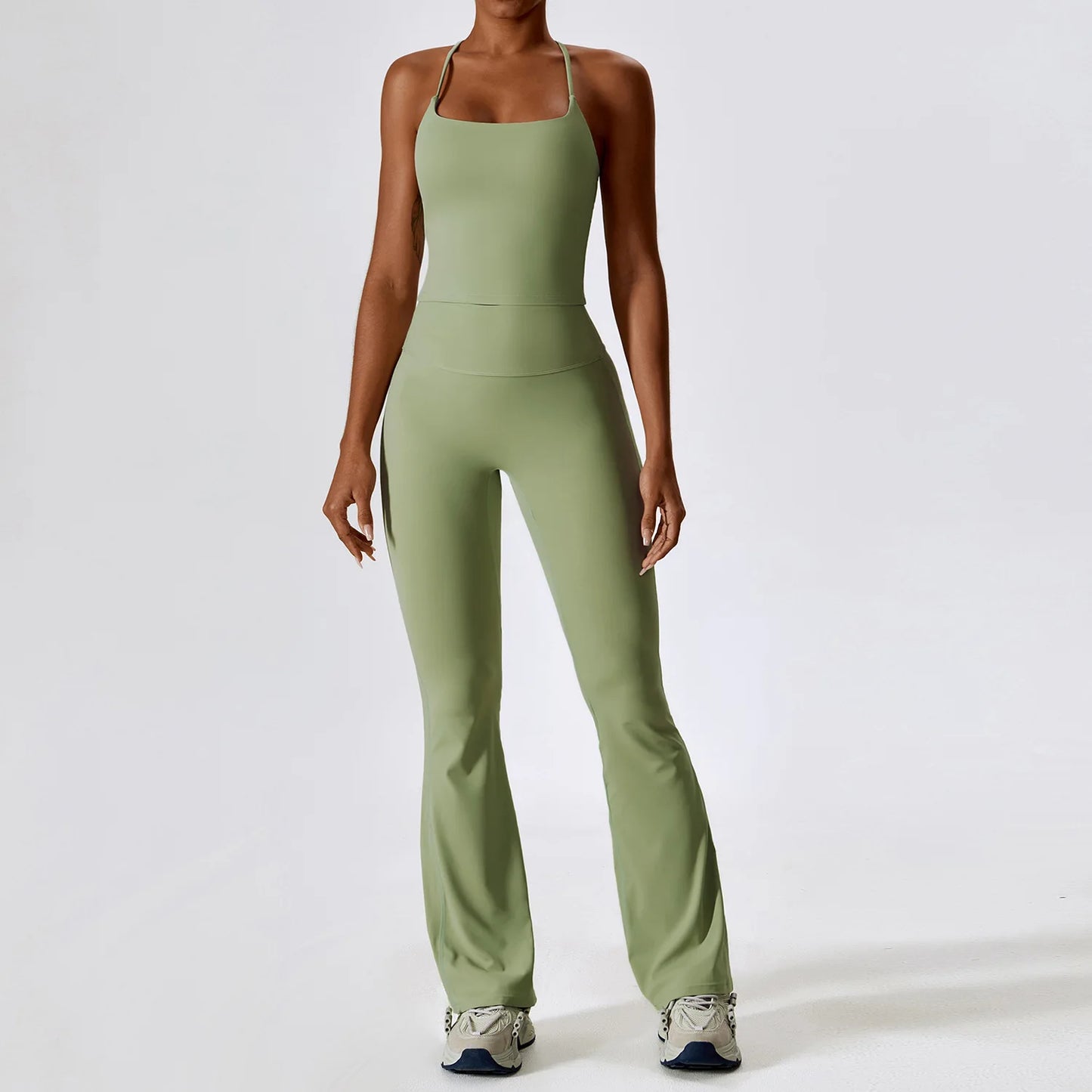 2PCS Seamless Women’s Yoga Set – Long Sleeve Crop Top & Leggings Workout Outfit, Athletic Gym Sportswear
