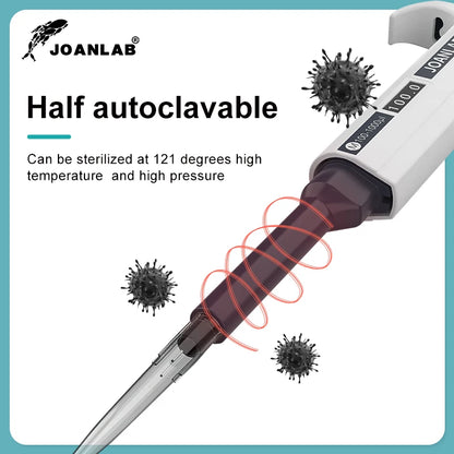 JOANLAB Digital Micropipette — Automatic Adjustable Plastic Pipette for Laboratory & Chemistry Experiments, Includes Pipette Tips