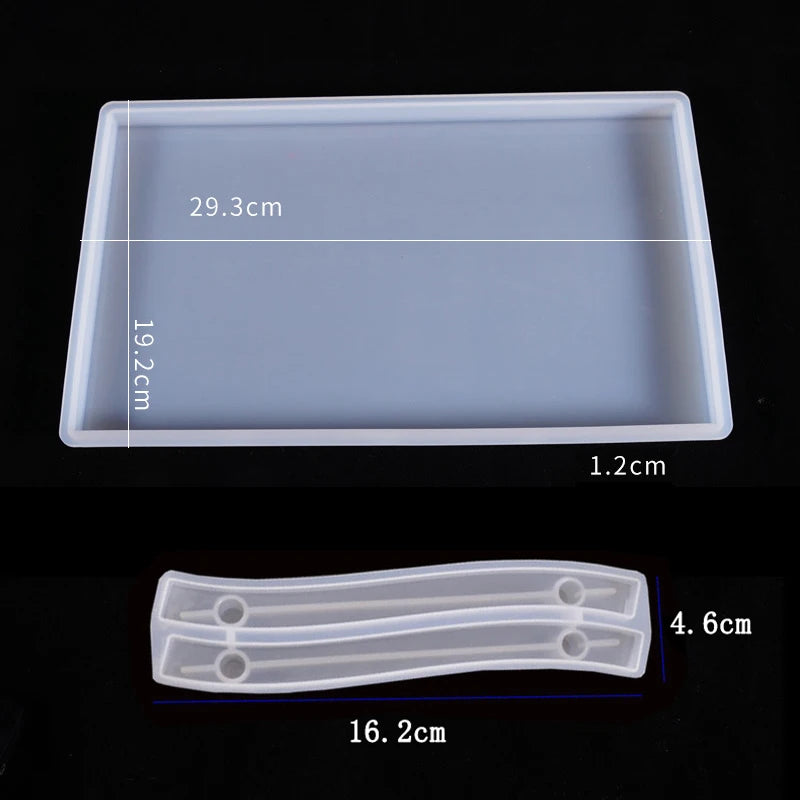 Large Rectangle Resin Tray Silicone Mold - DIY Epoxy Tea Plate Coaster Craft Making Mold