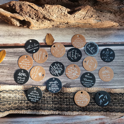BY49 35mm Kraft & Black Paper Labels – Customizable Name & Date Wedding Decoration Stickers