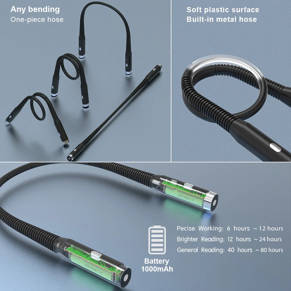 Rechargeable LED Neck Reading Light - 3 Modes, Portable Hug Lamp for Books, Novelty Flashlight, and Night Light