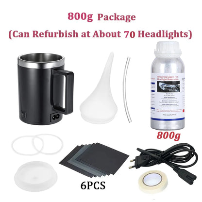 Car Headlight Restoration & Polishing Kit – Liquid Polymer Scratch Remover Repair Fluid for Clear Lens Restoration Tool