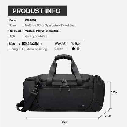 BANGE Waterproof Sports Gym Bag for Men - Fitness Training & Outdoor Dry Wet Separation Travel Bag