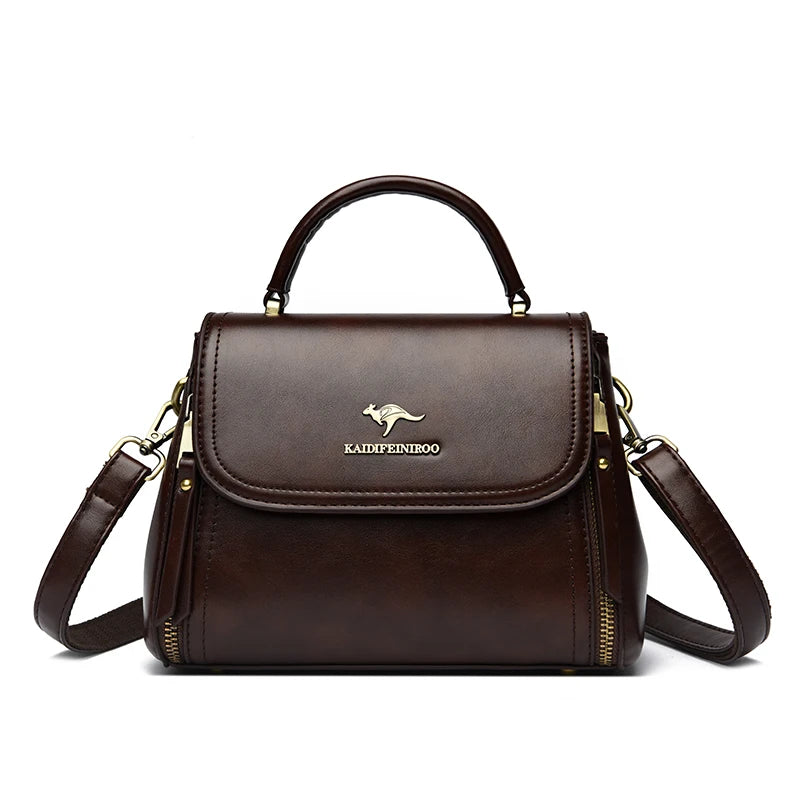 Luxury Women’s Leather Designer Handbag – High Quality Casual Tote Top-Handle Shoulder Messenger Bag
