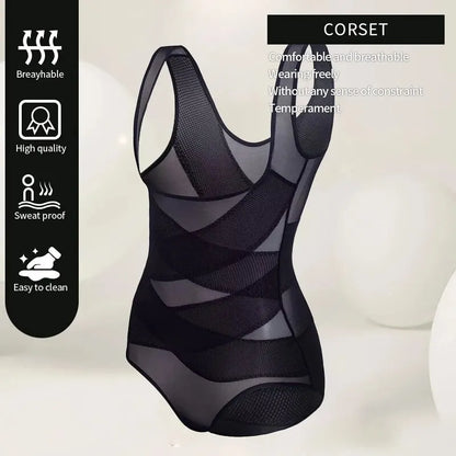 Shape & Slim: Breathable One-Piece Tummy Tum Shaper - Hip Lifter Corset, Thigh Slimmer, Waist Trainer, Slimming Underwear