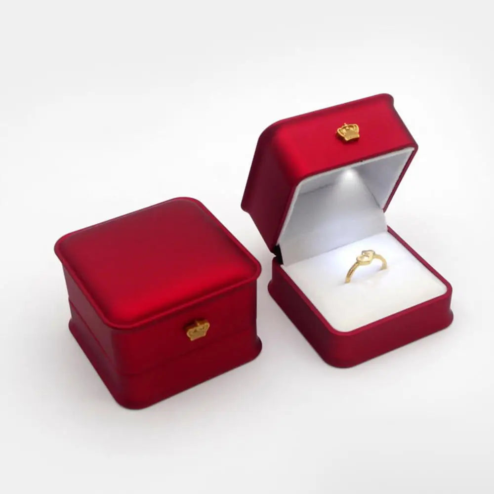 LED Jewelry Ring & Necklace Box — Luxury Velvet Display Case with Light for Engagement, Proposal & Wedding Gifts