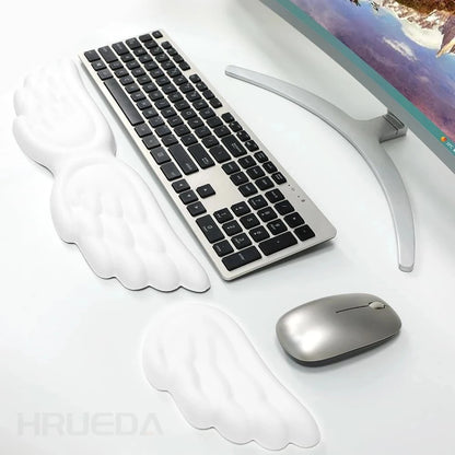 Keyboard & Mouse Wrist Rest Set – Angel Wing Memory Foam Ergonomic Non-Slip Support for Laptop & PC