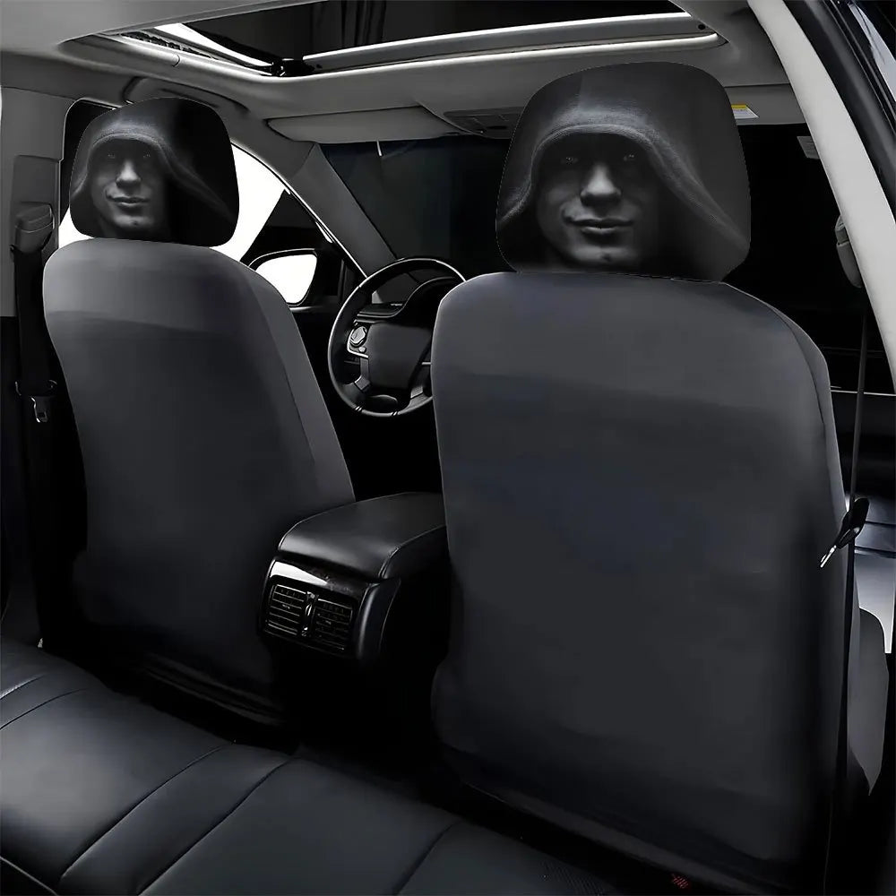 Dark Aesthetic Car Headrest Covers - 2-Piece Mysterious Portrait Universal Fit Set