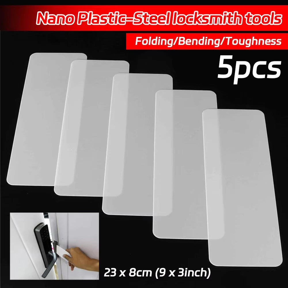 5PCS Locksmith Steel Sheet Insertion Tools - Nano Plastic Lock Bypass Opener & Repair Tool Set