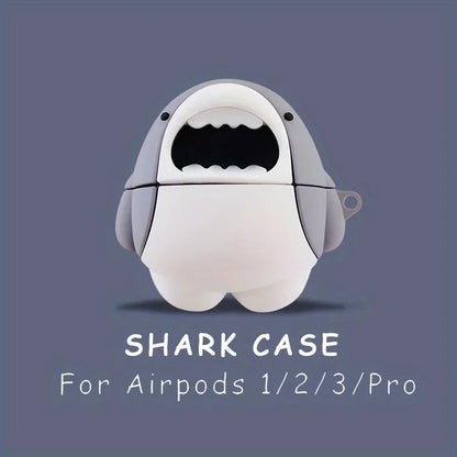 Cute Cartoon Shark Silicone Case for AirPods 1/2/3/4 & Pro 2 — Protective Wireless Earphone Cover