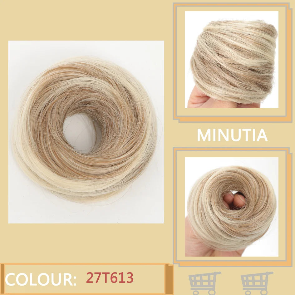 Allaosify Synthetic Bun – Straight Hair Circle with Elastic Rope, Natural Dark & Light Hair Color, Hair Accessories for Women