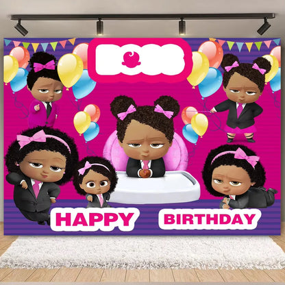 Cartoon Boss Baby Birthday Party Set - Disposable Tableware, Backdrop & Balloons for Kids Baby Shower Decor