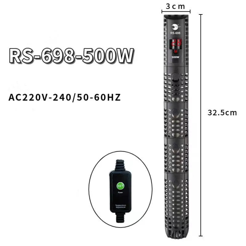 500W Aquarium Submersible Heater - LCD Display Digital Adjustable Water Heating Rod with Constant Temperature Control