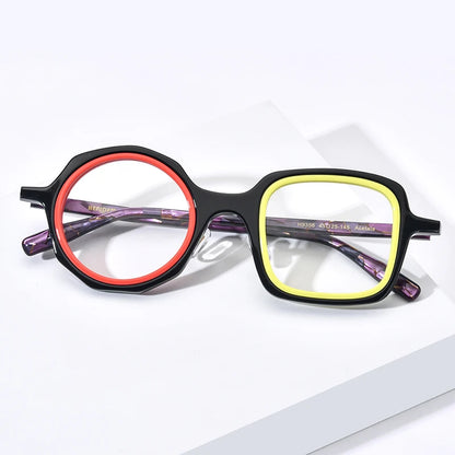 FONEX HEPIDEM Acetate Eyeglass Frames - Retro Round Vintage Eyewear for Men & Women