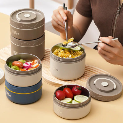 Insulated Stainless Steel Lunch Box Set - Microwavable Bento Box with Leakproof Thermal Lunch Bag, Portable Food Container