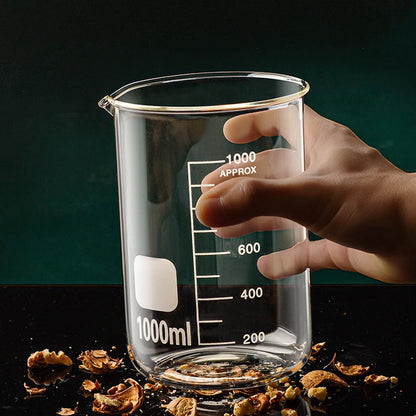 High Borosilicate Glass Measuring Cup – 50/100/150/250/500/1000ml Clear Scale Laboratory Beaker for Kitchen Baking & Mixing
