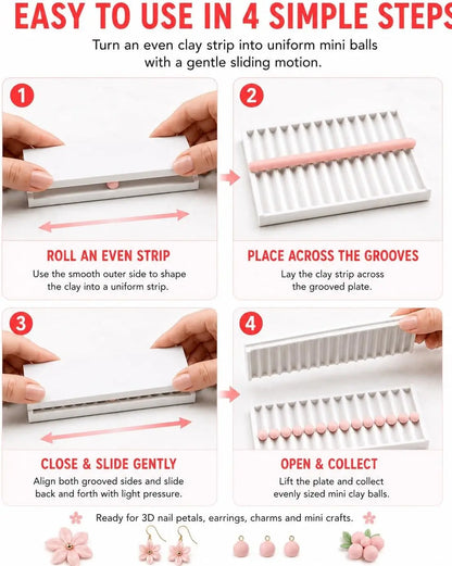 3D Nail Art Gel Bead Roller Set -  Clay Ball Maker Tool for 2mm 3mm 4mm 5mm 3D Flowers