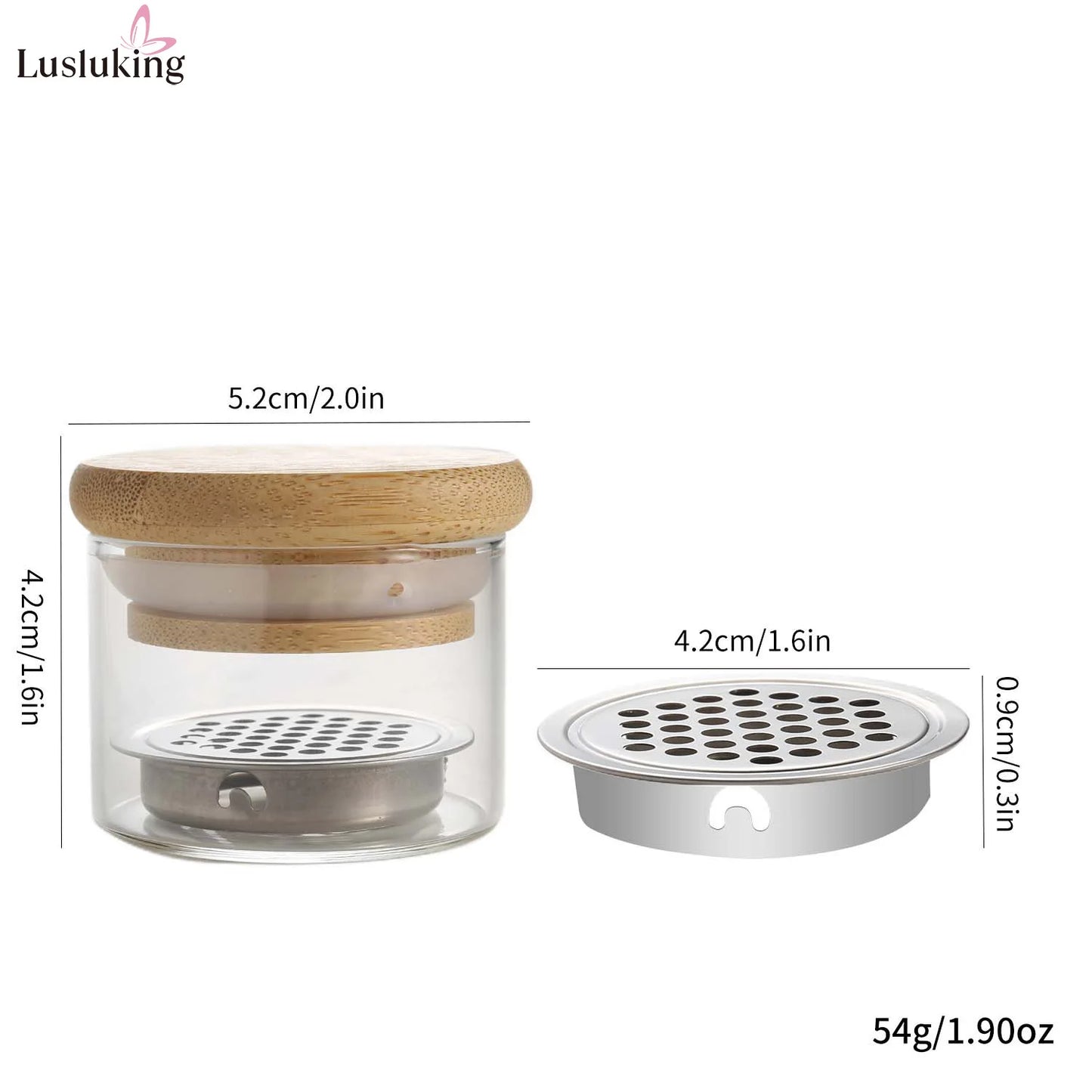 Nail Brush Cleaning Cup - Crystal Glass Cleaner Container with Stainless Steel Mesh Base for Nail Drill Bits and Brushes