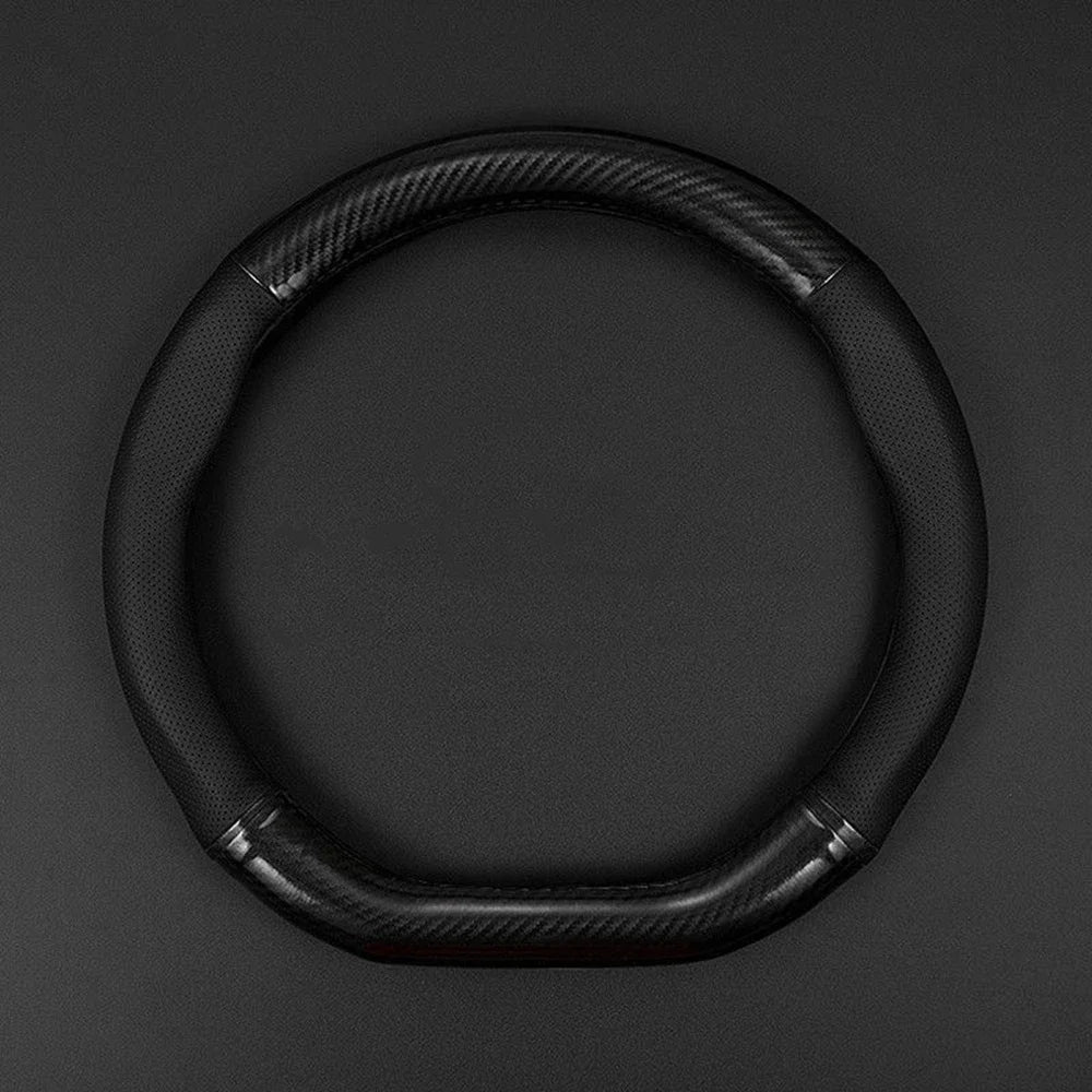 Universal Car Steering Wheel Cover — Carbon Fiber Leather, 3D Anti-Slip, Simple & Stylish Car Accessory