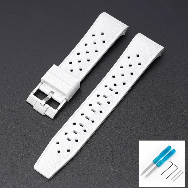Curved End Strap for Swatch X Blancpain Fifty Fathoms – 22mm Waterproof Liquid Silicone Watch Band for Men & Women