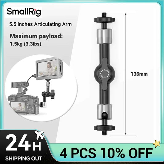 SmallRig 5.5” Articulating Magic Arm – Aluminum 1/4” to 1/4” Universal Mount for EVF, Microphone & Camera Rig Accessories (Model 2065)