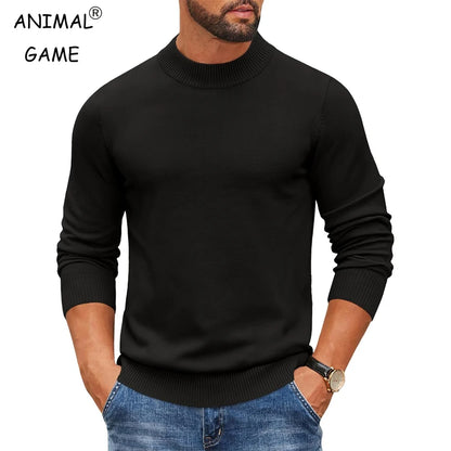 Men's Mock Turtleneck Ribbed Sweater - Heavyweight Slim Fit Warm Knit Pullover Casual Streetwear Top