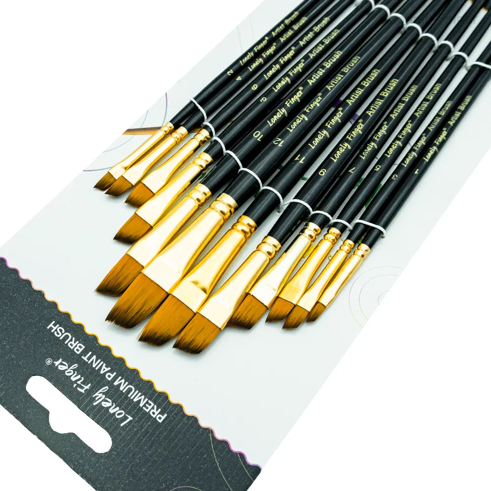 12-Piece Premium Artist Paint Brush Set – Durable Nylon Bristles for Acrylic, Watercolor, Oil & Body Painting