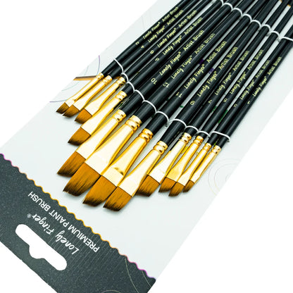12-Piece Premium Artist Paint Brush Set – Durable Nylon Bristles for Acrylic, Watercolor, Oil & Body Painting
