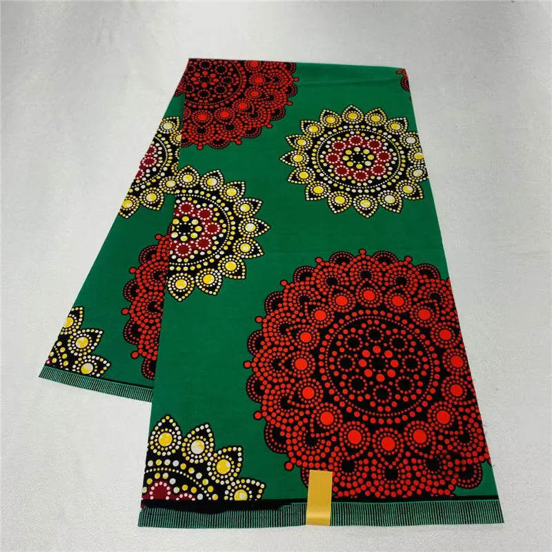 6 Yards African Real Wax Fabric - 100% Cotton Original Ankara Print for Party Dresses K121901