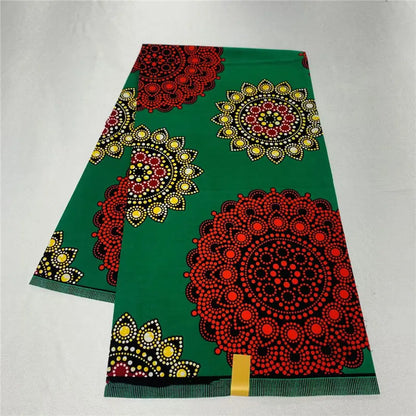 6 Yards African Real Wax Fabric - 100% Cotton Original Ankara Print for Party Dresses K121901
