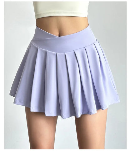 Women’s Sports Short Skirt — Summer High Waist Pleated Skirt with Anti-Walk Yoga Pants, Quick-Dry Breathable Running & Fitness Wear