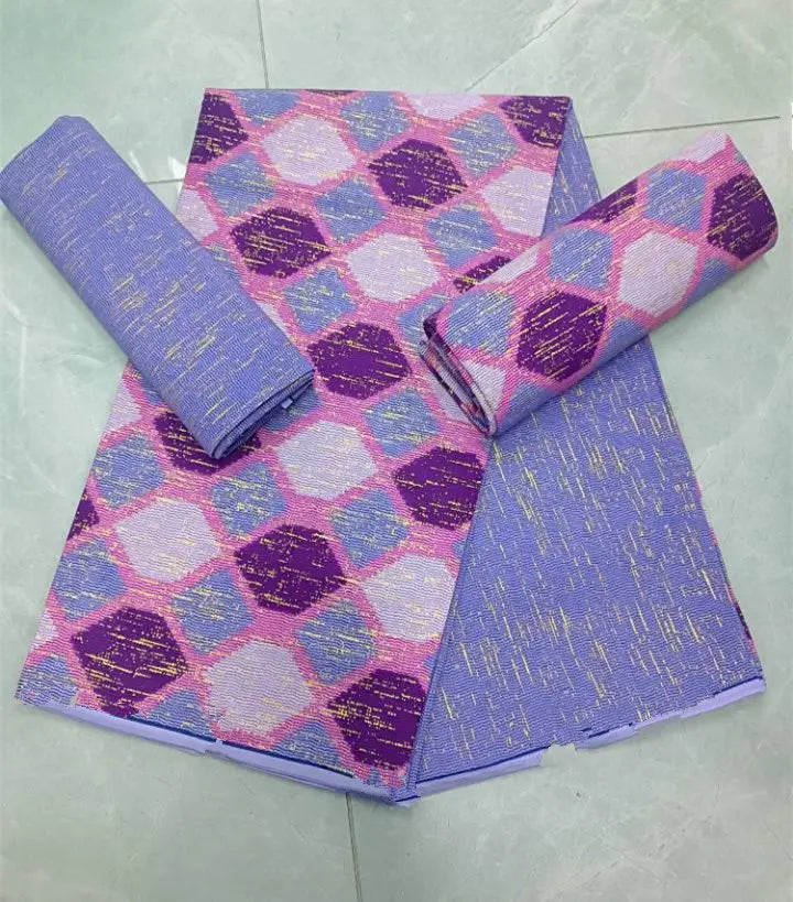 Real Ankara Wax Lace Fabric - 100% Cotton Nigerian Gold Print, 6 Yards Ghana Style Party Dress Material